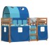 Litera con cortinas madera maciza de pino azul 80x200