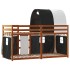 Litera con cortinas madera maciza pino blanco y negro 90x190
