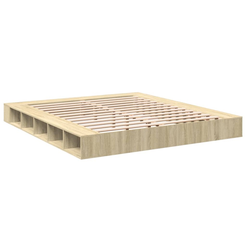 Estructura de cama madera de ingeniería roble Sonoma 180x200