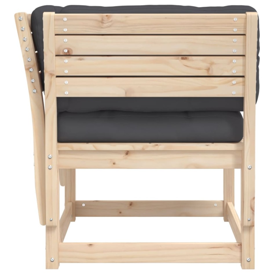 Sofá de jardín con reposabrazos cojines madera maciza de