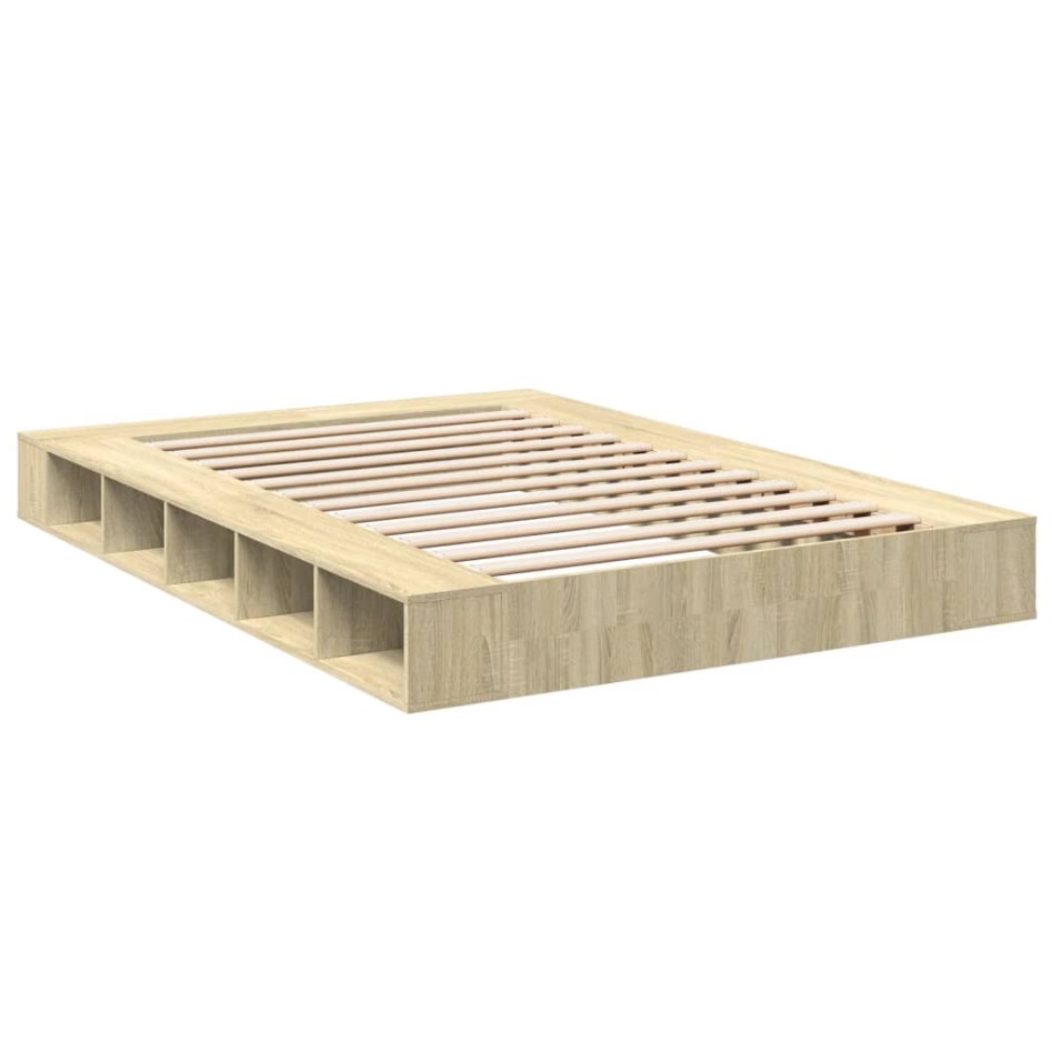Estructura de cama madera de ingeniería roble Sonoma 160x200