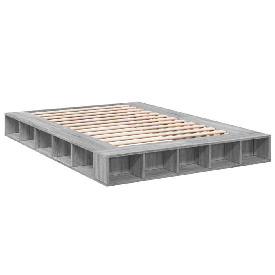 Estructura de cama madera de ingeniería gris Sonoma 140x200