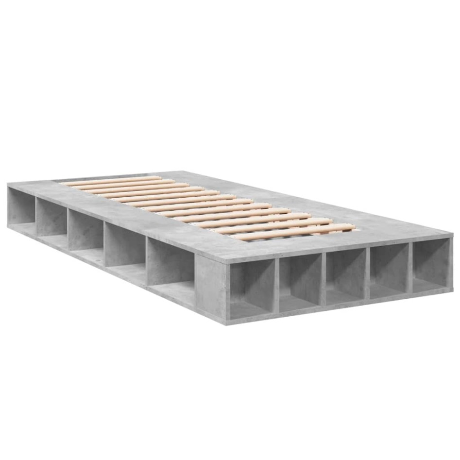 Estructura de cama madera de ingeniería gris hormigón