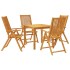 Juego de comedor de jardín 5 piezas madera maciza de