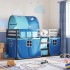 Litera con cortinas madera maciza de pino azul 90x200