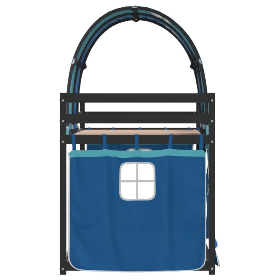 Litera con cortinas madera maciza de pino azul 90x200