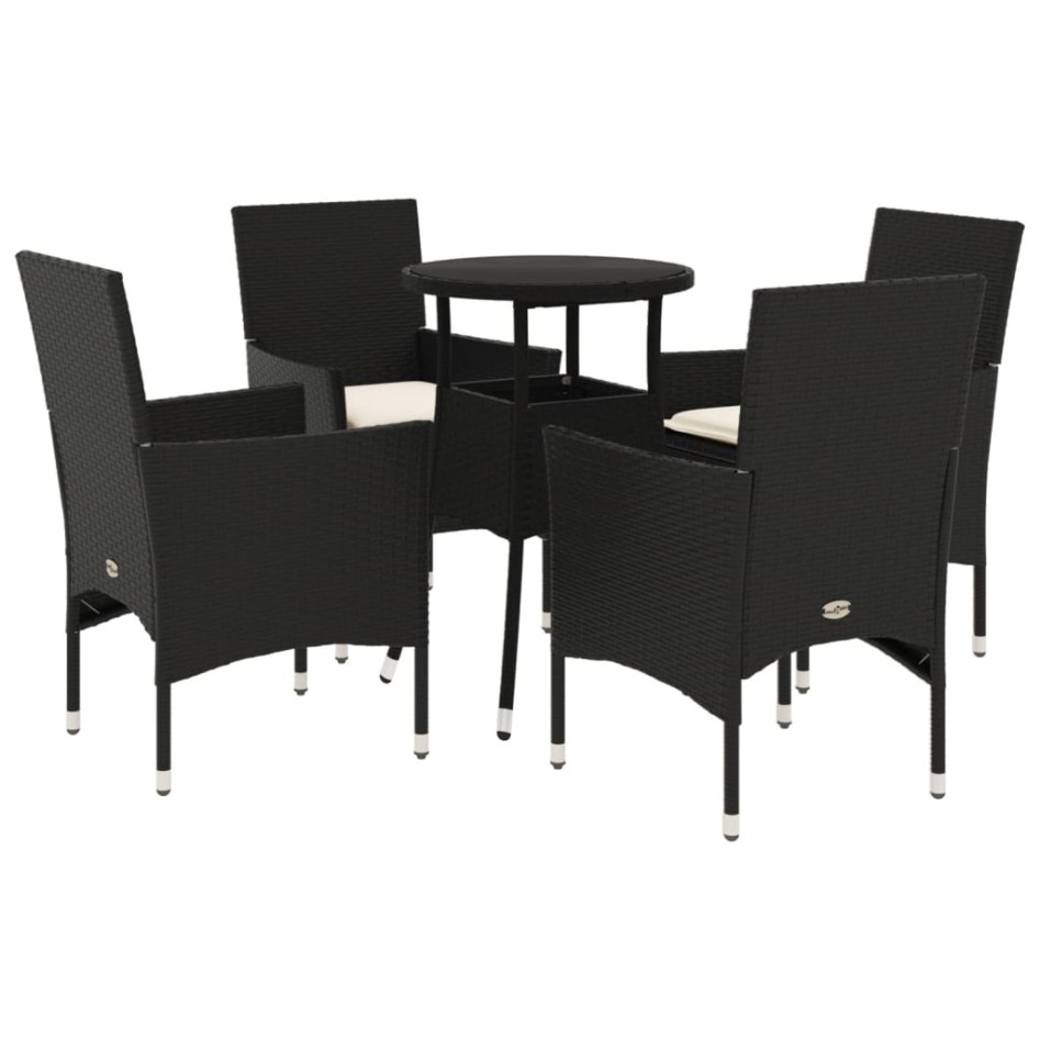 Set comedor jardín 5 pzas cojines ratán sintético vidrio