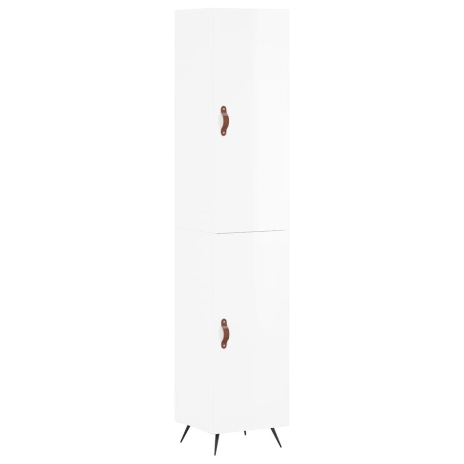 Aparador alto madera contrachapada blanco brillo 34,5x34x180