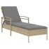 Tumbona con cojín ratán sintético beige 63x200x81