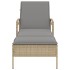 Tumbona con cojín ratán sintético beige 63x200x81