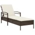 Tumbona con cojín ratán sintético marrón 63x200x81
