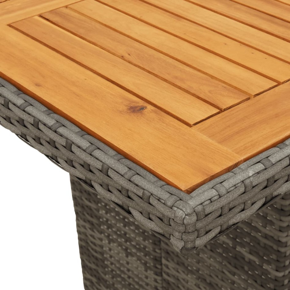 Mesa de jardín superficie madera acacia ratán gris