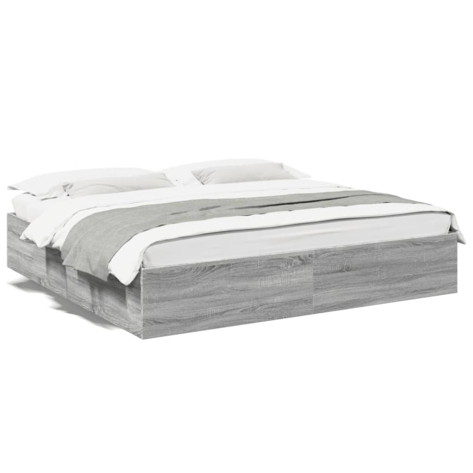 Estructura de cama madera de ingeniería gris Sonoma 200x200