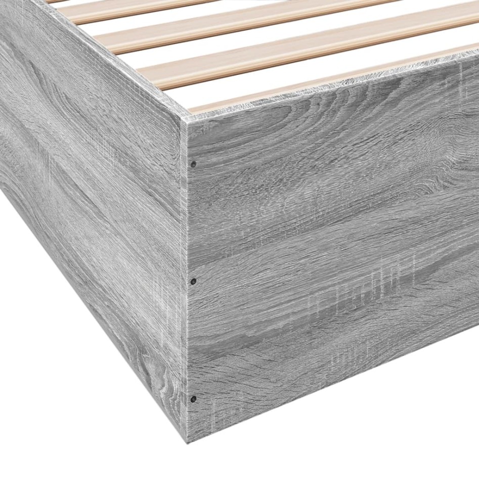 Estructura de cama madera de ingeniería gris Sonoma 200x200