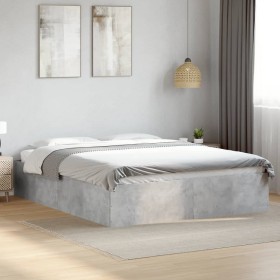 Estructura de cama madera de ingeniería gris hormigón