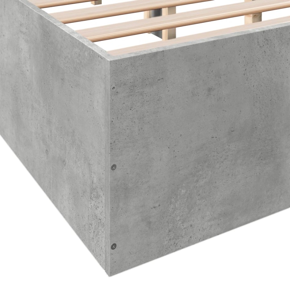 Estructura de cama madera de ingeniería gris hormigón