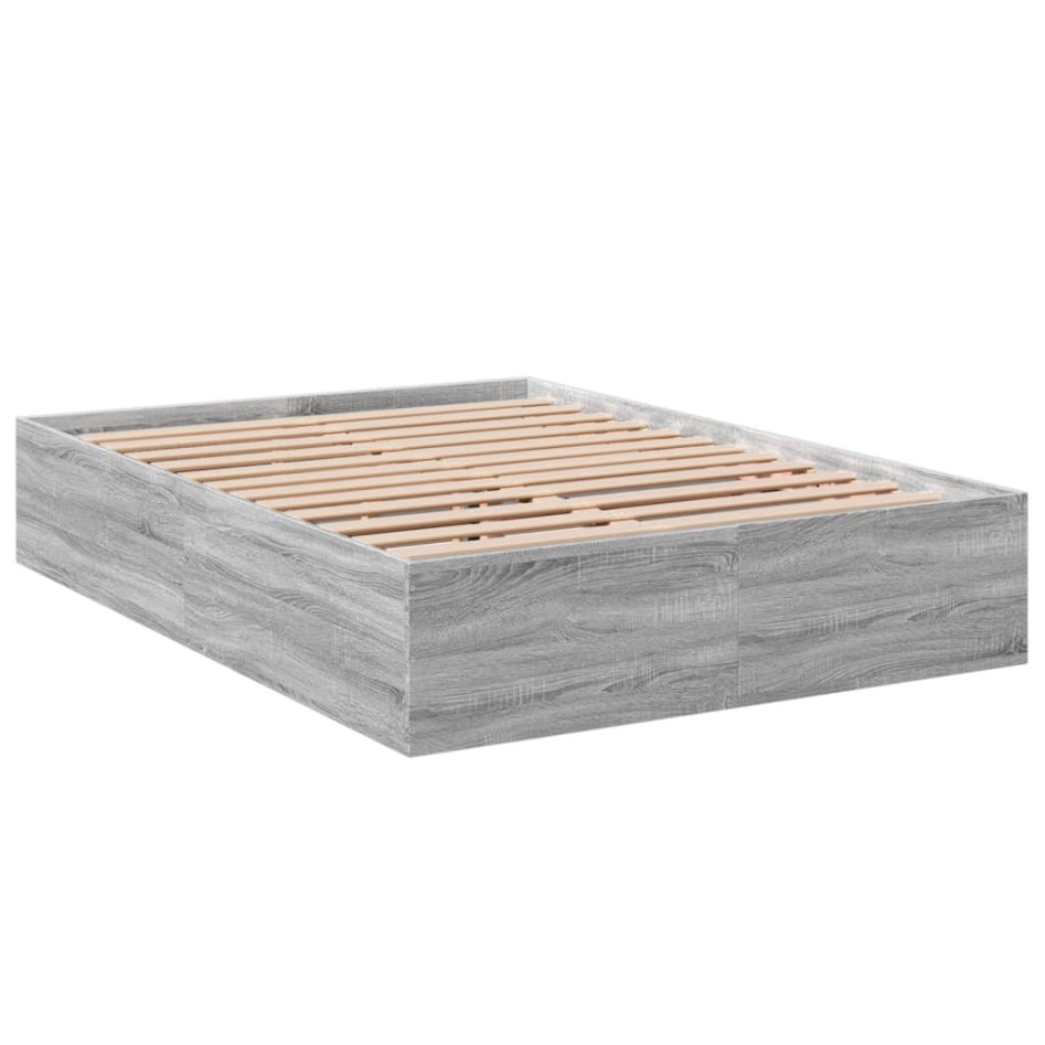 Estructura de cama madera de ingeniería gris Sonoma 140x200