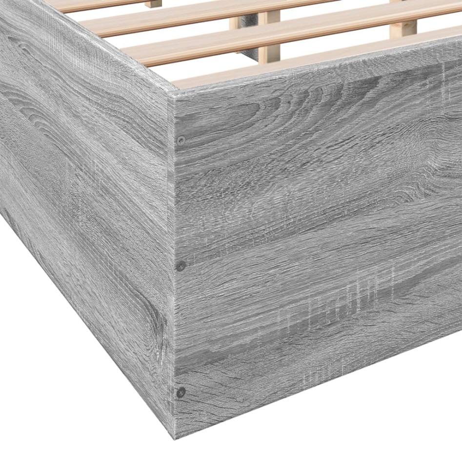 Estructura de cama madera de ingeniería gris Sonoma 140x200