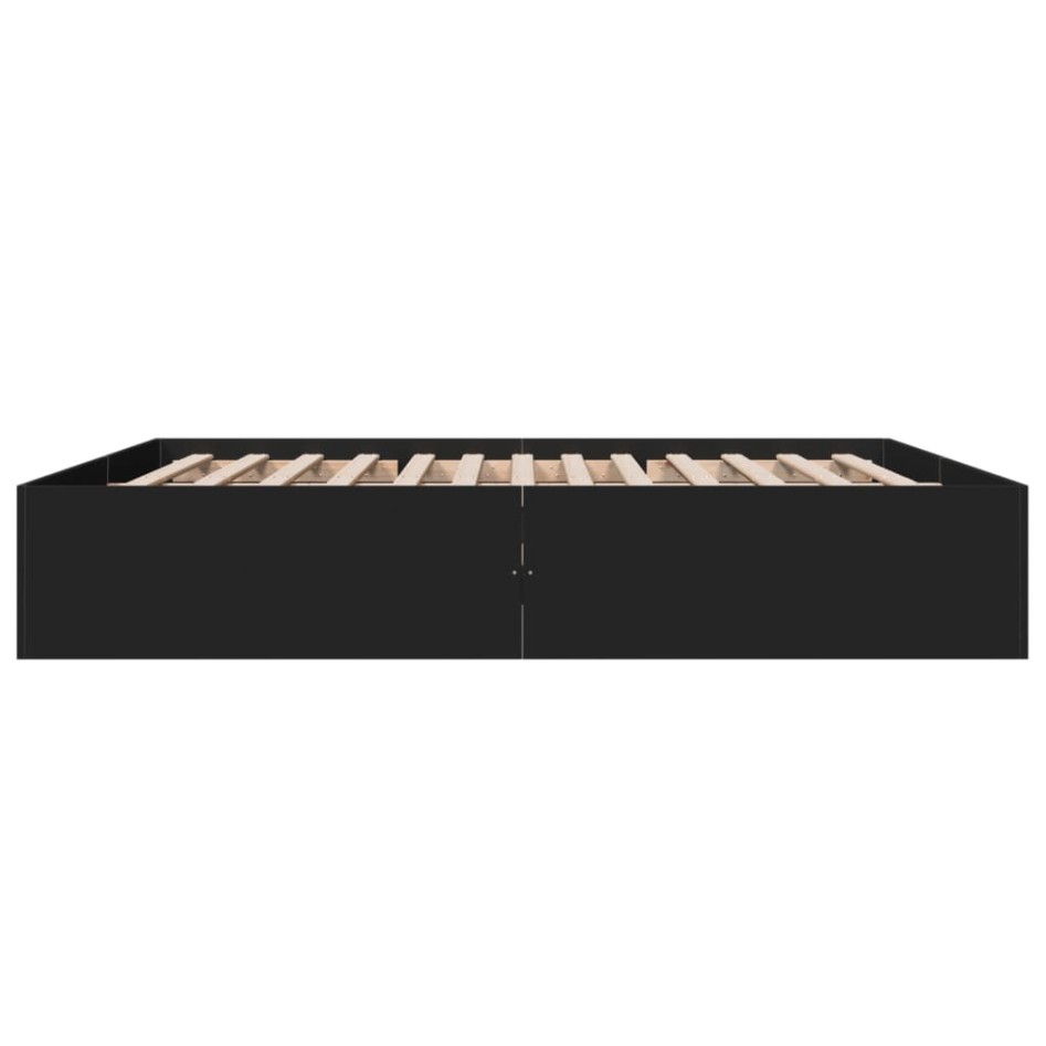 Estructura de cama madera de ingeniería negra 200x200