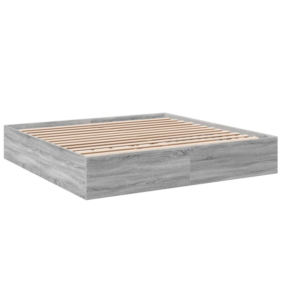 Estructura de cama madera de ingeniería gris Sonoma 180x200
