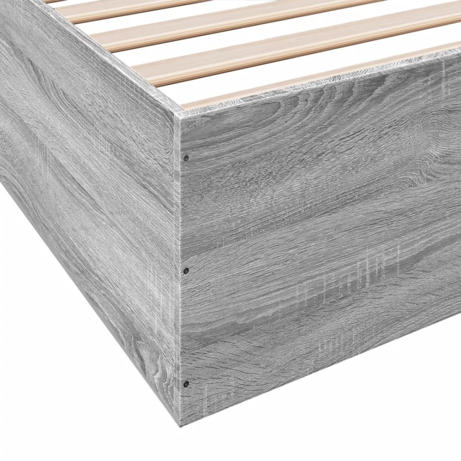 Estructura de cama madera de ingeniería gris Sonoma 180x200