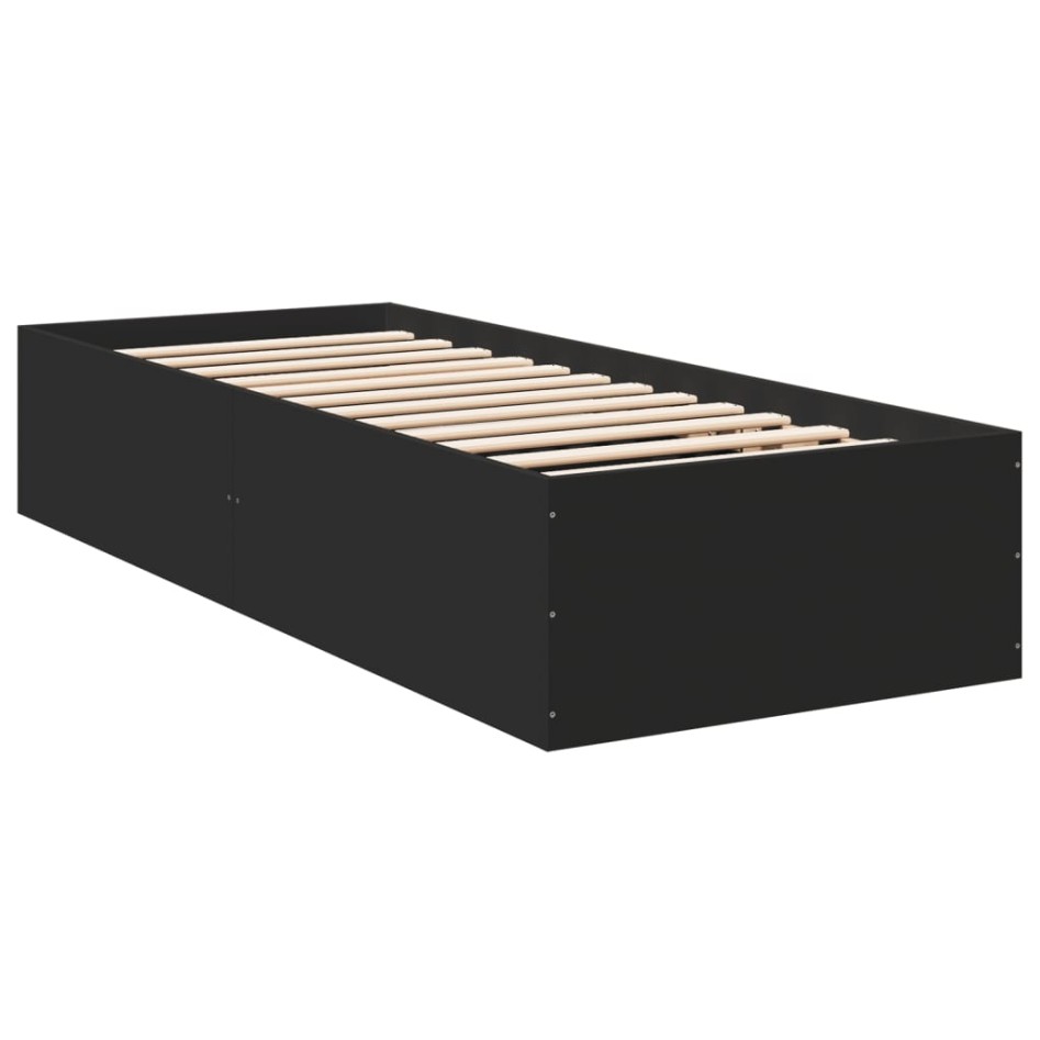 Estructura de cama madera de ingeniería negra 100x200