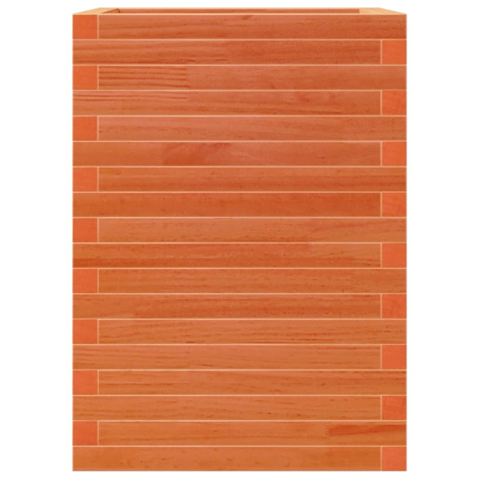 Jardinera madera maciza de pino marrón cera 50x50x68,5