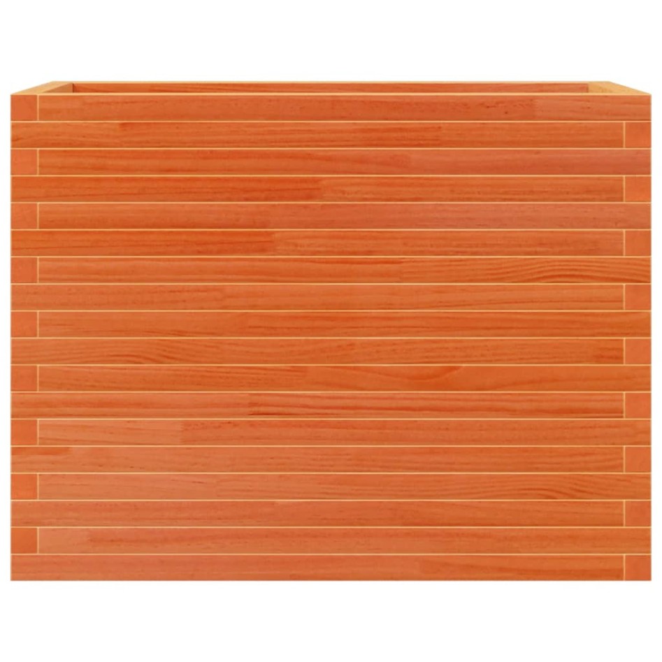 Jardinera madera maciza de pino marrón cera 90x40x68,5