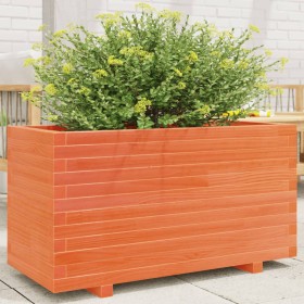 Jardinera madera maciza de pino marrón cera 90x40x49,5