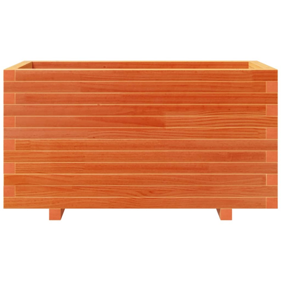 Jardinera madera maciza de pino marrón cera 90x40x49,5