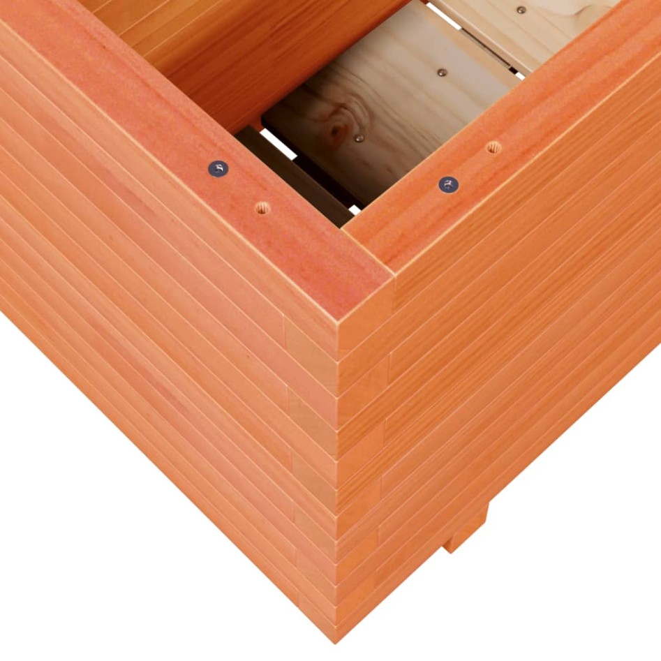 Jardinera madera maciza de pino marrón cera 90x40x49,5