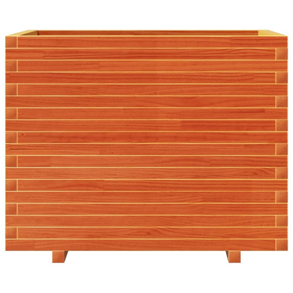 Jardinera madera maciza de pino marrón cera 90x60x72