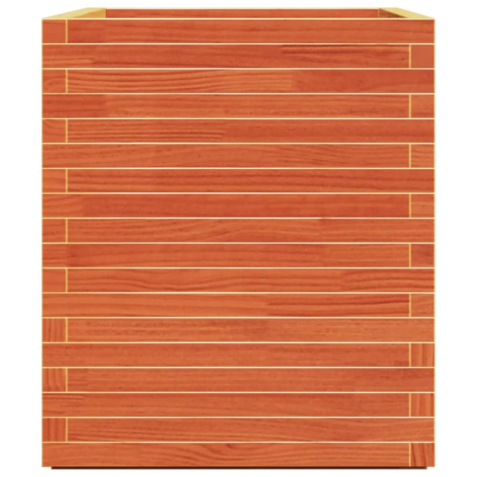 Jardinera madera maciza de pino marrón cera 90x60x72