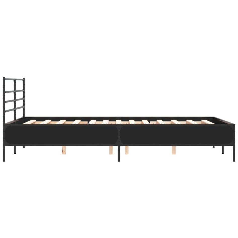 Estructura de cama madera de ingeniería y metal negro