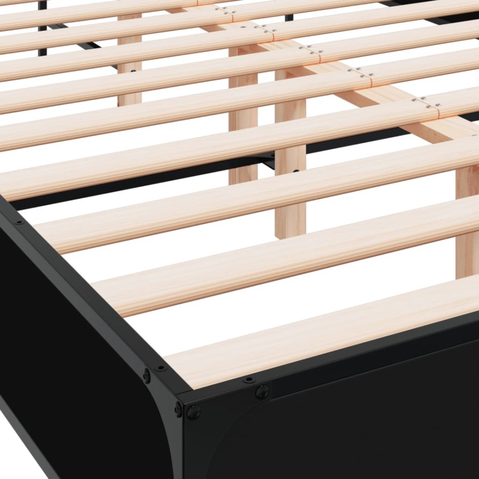 Estructura de cama madera de ingeniería y metal negro