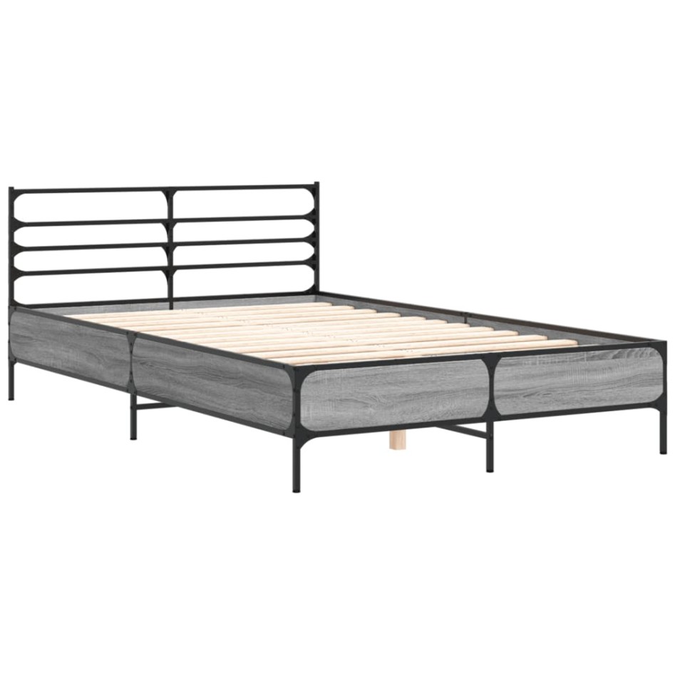 Estructura cama madera ingeniería metal gris Sonoma 120x200