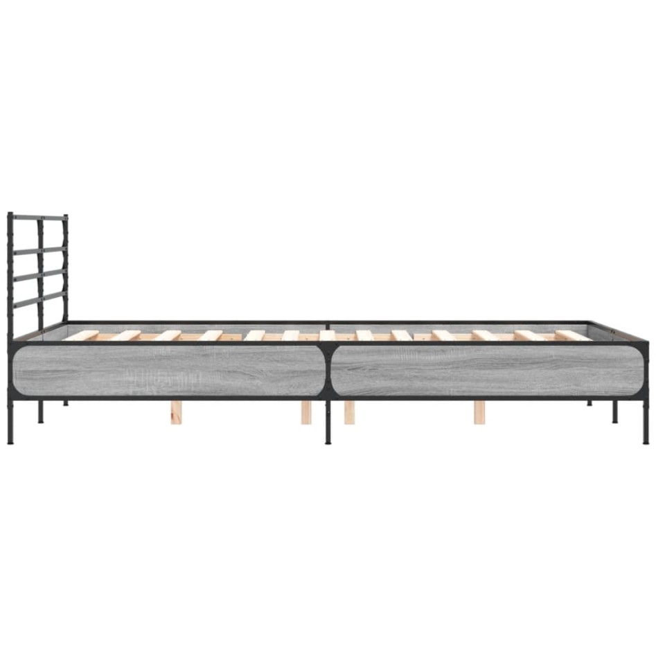 Estructura cama madera ingeniería metal gris Sonoma 120x200