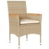 Set comedor jardín 3 pzas cojines ratán sintético vidrio