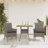 Set de comedor jardín 3 pzas con cojines ratán PE acacia