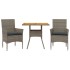 Set de comedor jardín 3 pzas con cojines ratán PE acacia