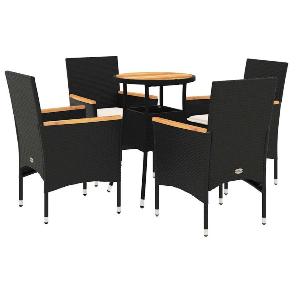 Set de comedor jardín 5 pzas con cojines ratán PE acacia