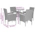 Set de comedor jardín 5 pzas con cojines ratán PE acacia