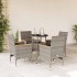 Set comedor jardín 5 pzas y cojines ratán sintético vidrio