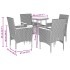 Set comedor jardín 5 pzas cojines ratán sintético vidrio