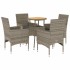 Set de comedor jardín 5 pzas con cojines ratán PE acacia