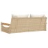 Banco columpio con cojines ratán sintético beige 109x62x40