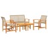 Juego de bistro de 5 piezas ratán PE beige y madera de