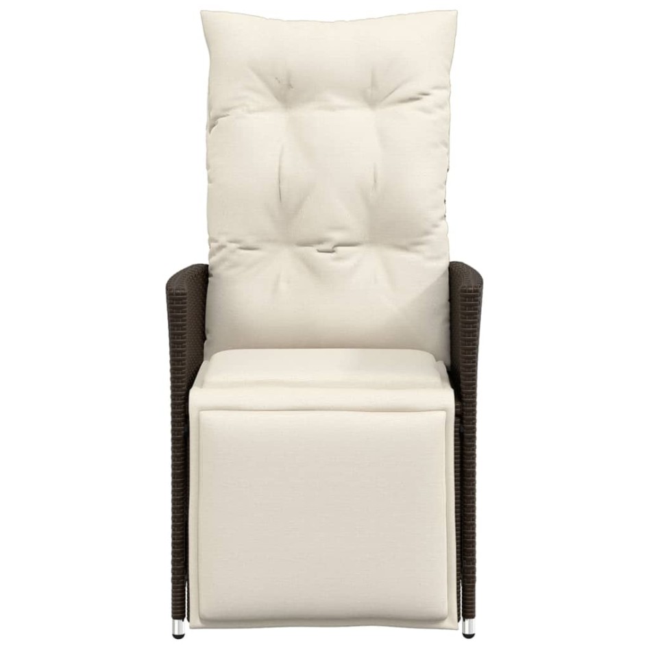 Sillón reclinable de jardín con cojines ratán sintético