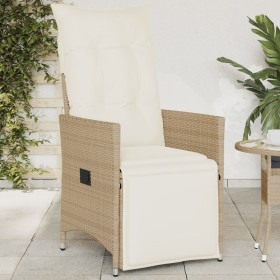 Silla de jardín reclinable con cojines ratán sintético