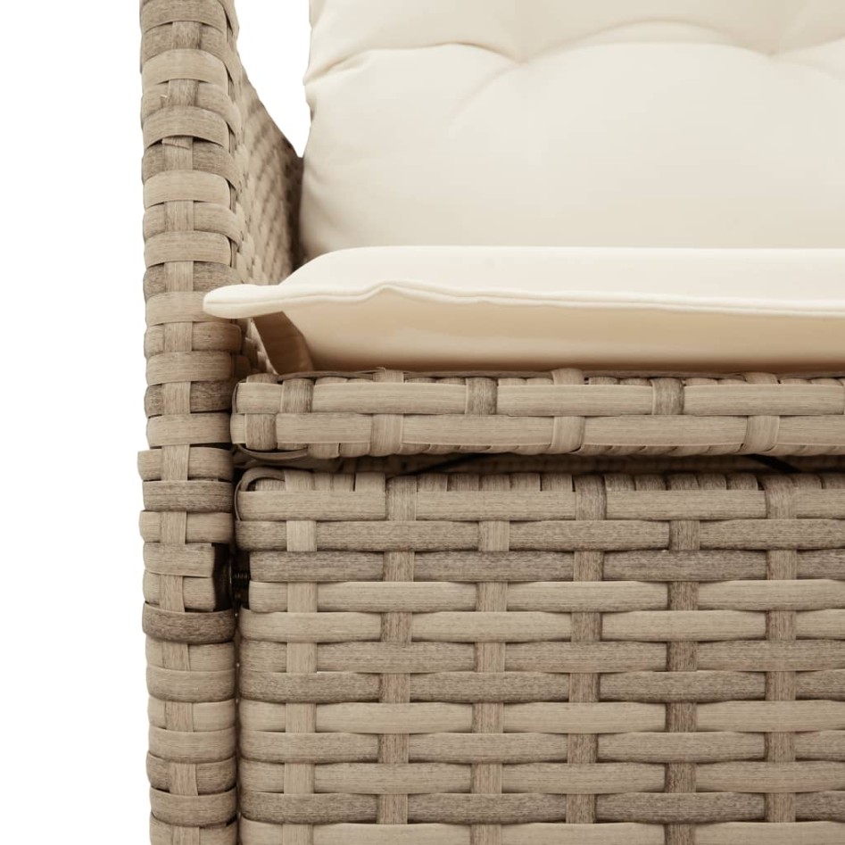 Sillones reclinables de jardín con cojines beige 2 uds ratán